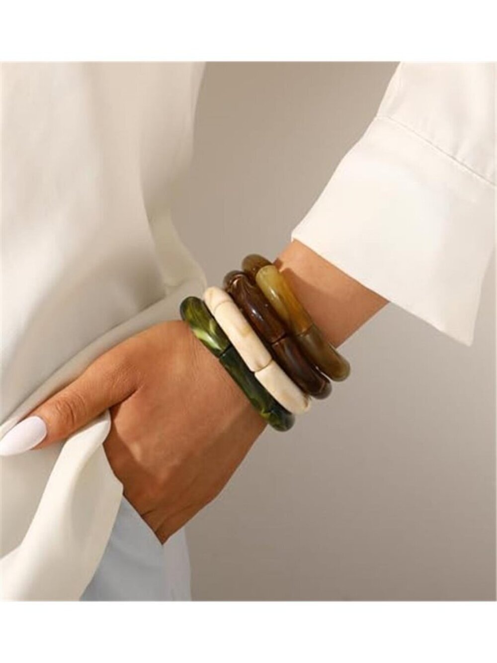 4pc Chunky Acrylic Bamboo Bangles Bracelets View 3